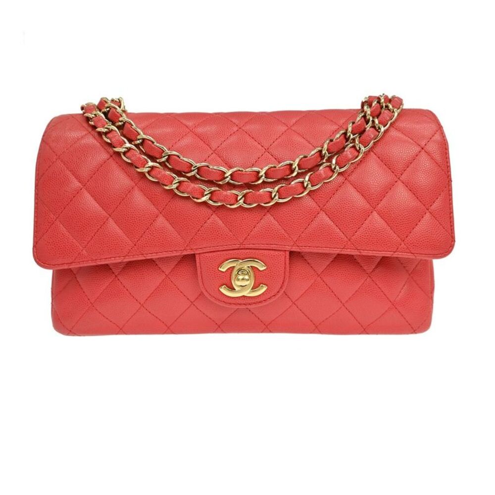 Chanel Timeless - Classic Double Flap Quilted Caviar Pink Leather Shoulder Bag